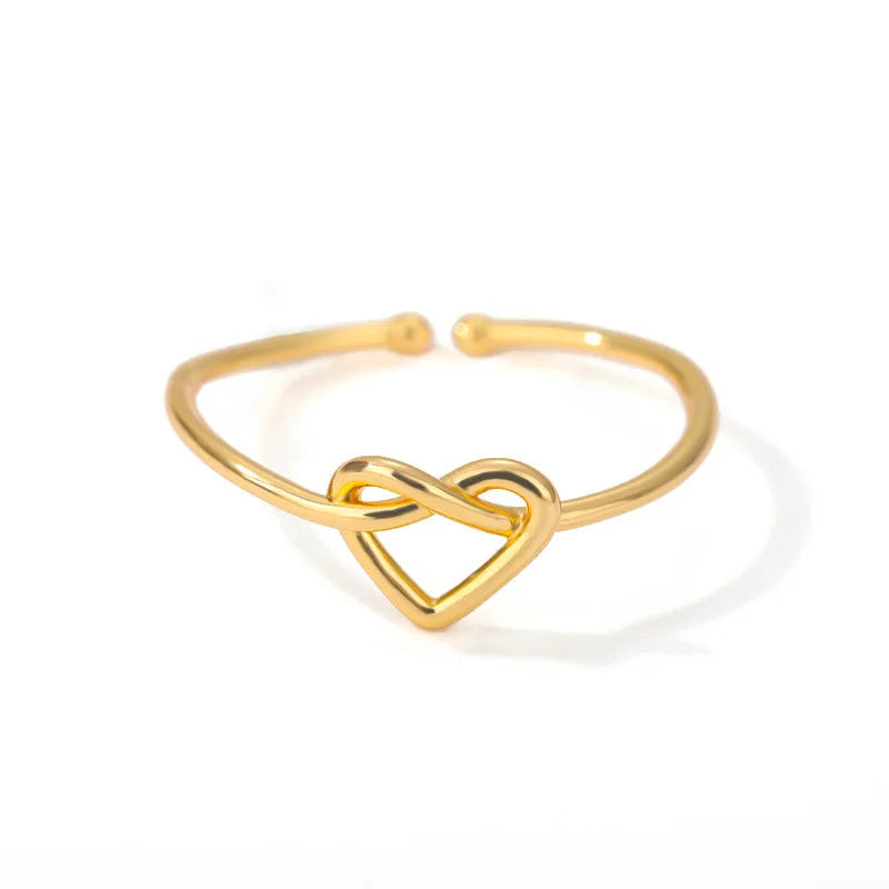 Pink Zircon Heart Rings For Women Gold Plated Stainless Steel