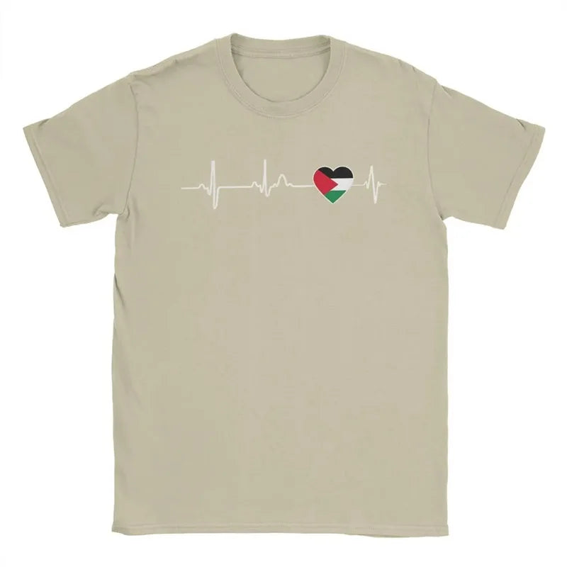 Heartbeat Palestine Flag T-Shirt Men'S