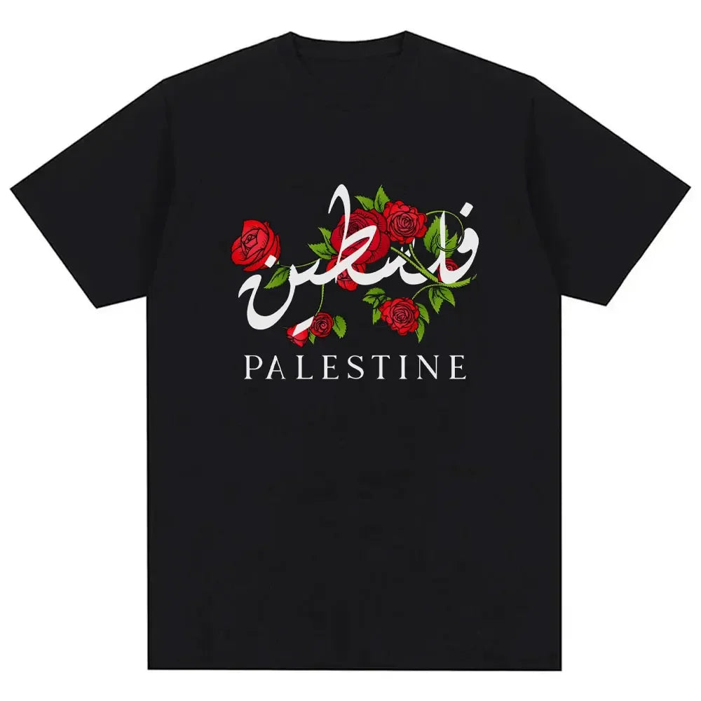 Palestine Floral Palestine Flag Map cotton Shirt Palestinian Arabic
