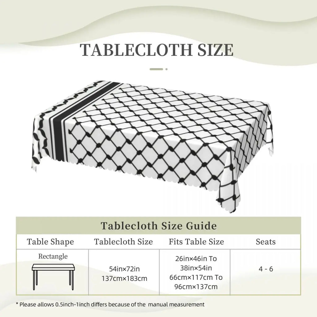 Palestinian Kufiya Pattern Customized Rectangular Tablecloth Waterproof Table