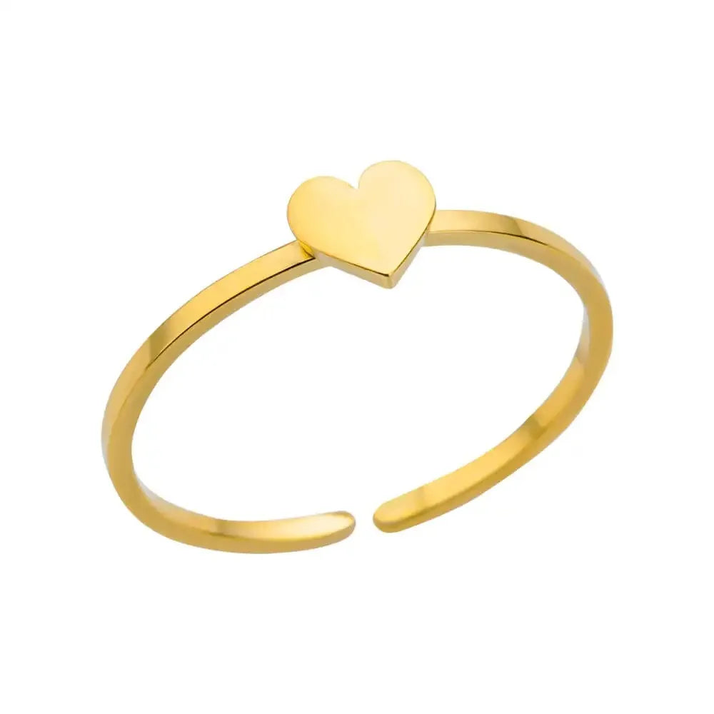 Pink Zircon Heart Rings For Women Gold Plated Stainless Steel