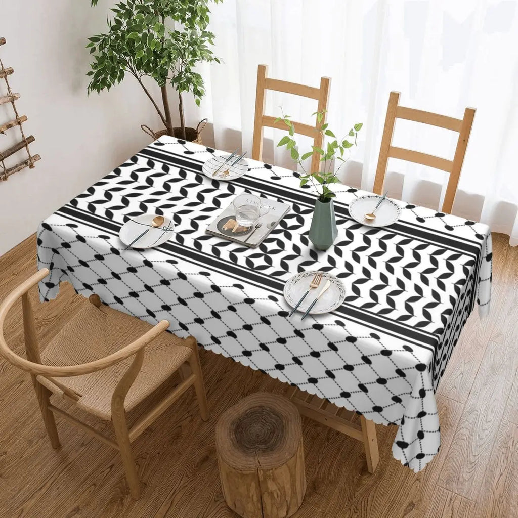 Palestinian Kufiya Pattern Customized Rectangular Tablecloth Waterproof Table