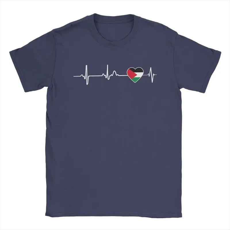 Heartbeat Palestine Flag T-Shirt Men'S