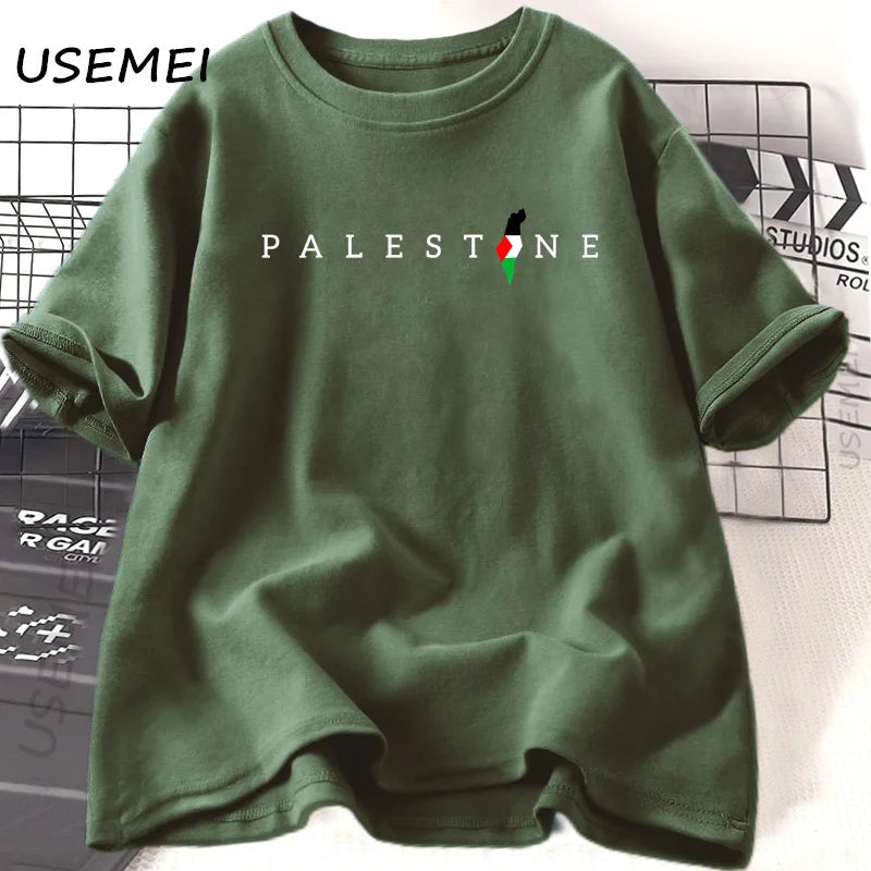 Palestine Flag Printed Tshirt Cotton Short Sleeve