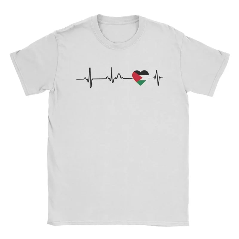 Heartbeat Palestine Flag T-Shirt Men'S