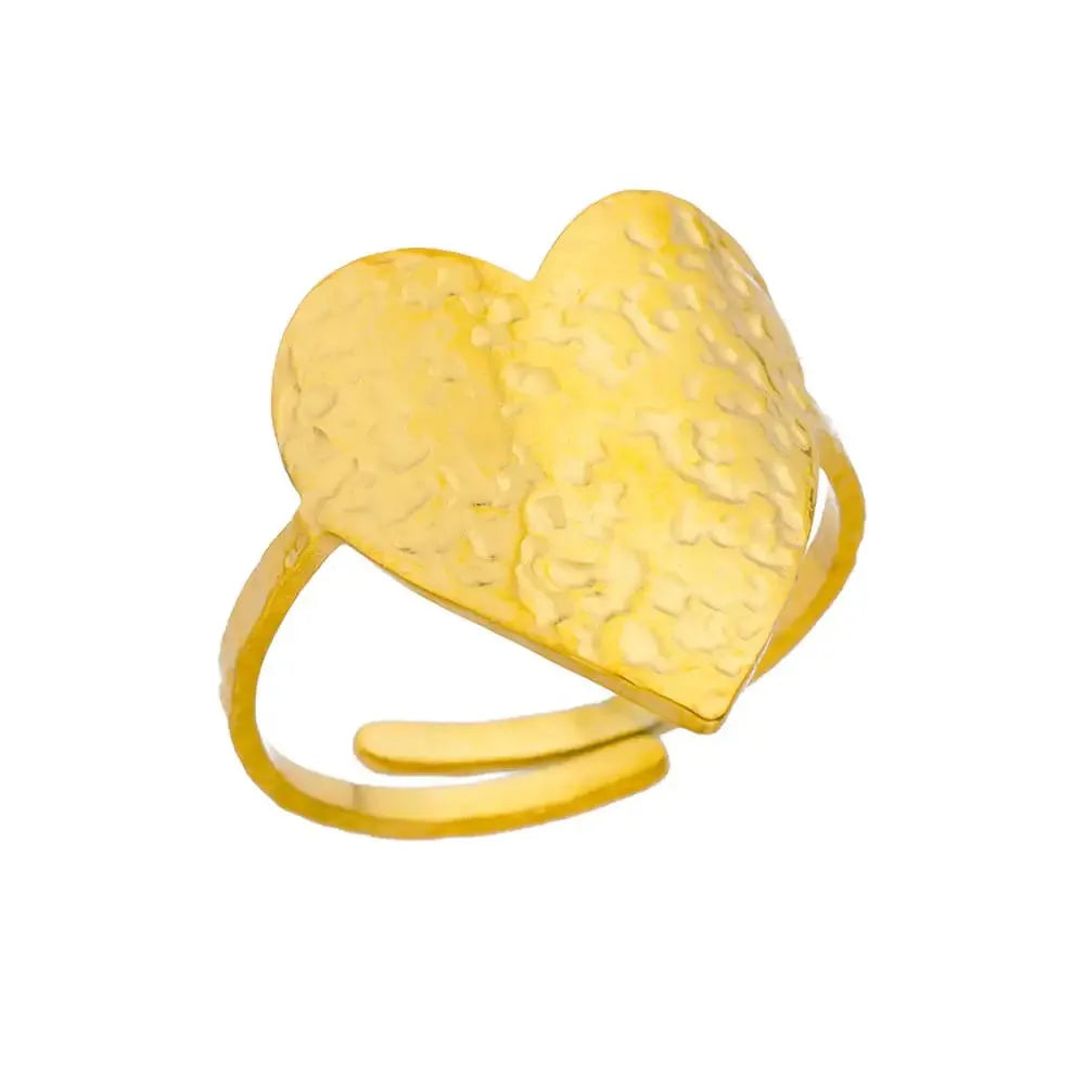 Pink Zircon Heart Rings For Women Gold Plated Stainless Steel
