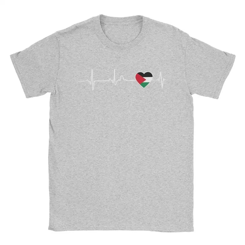 Heartbeat Palestine Flag T-Shirt Men'S