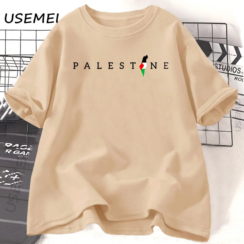 Palestine Flag Printed Tshirt Cotton Short Sleeve