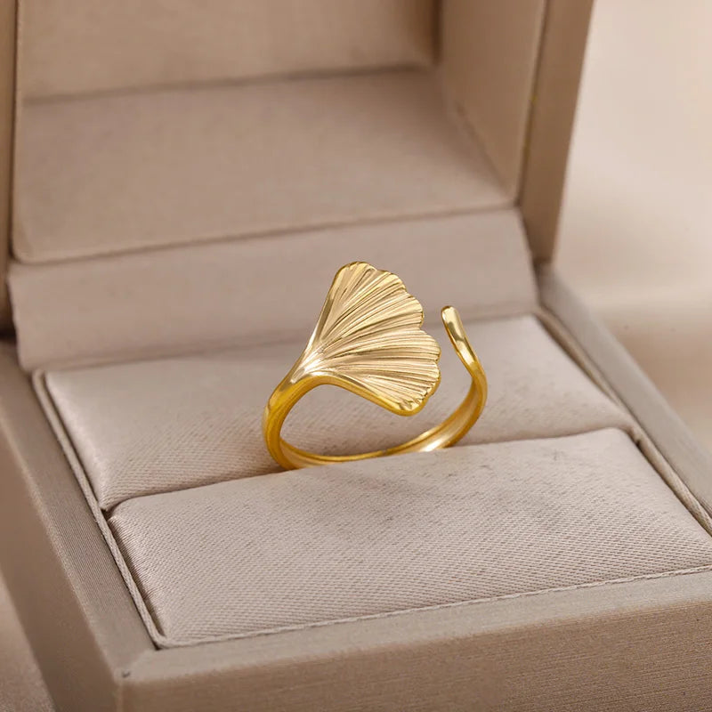 Vintage Ginkgo Leaf Rings