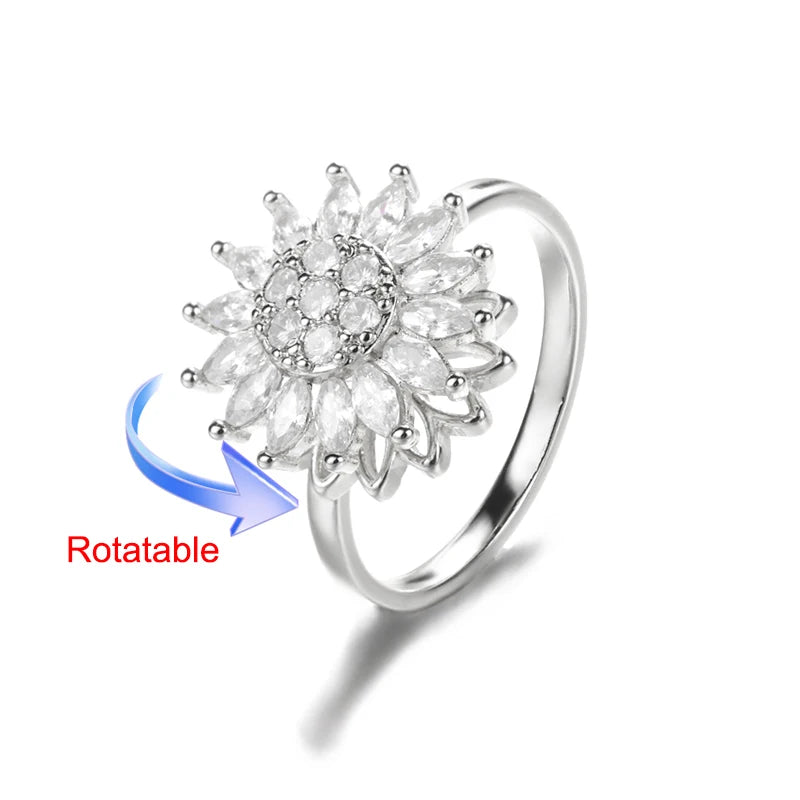 Four Clover Rotating Anxiety Rings for Women Gold Color Adjustable Stainless Steel Wedding Ring Aesthetic Jewelry Gift anillos