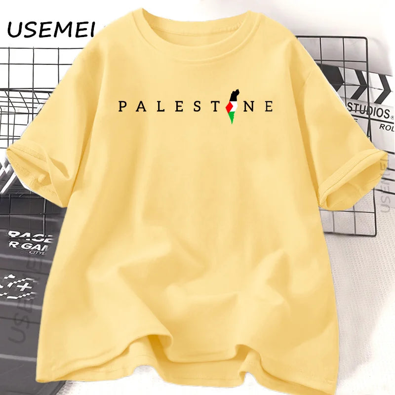 Palestine Flag Printed Tshirt Cotton Short Sleeve