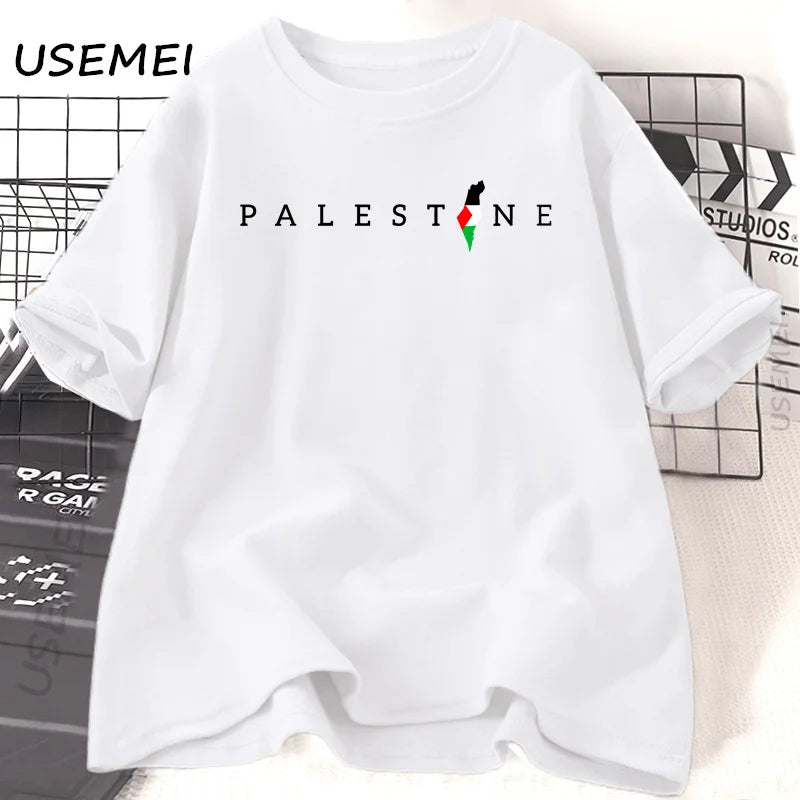 Palestine Flag Printed Tshirt Cotton Short Sleeve