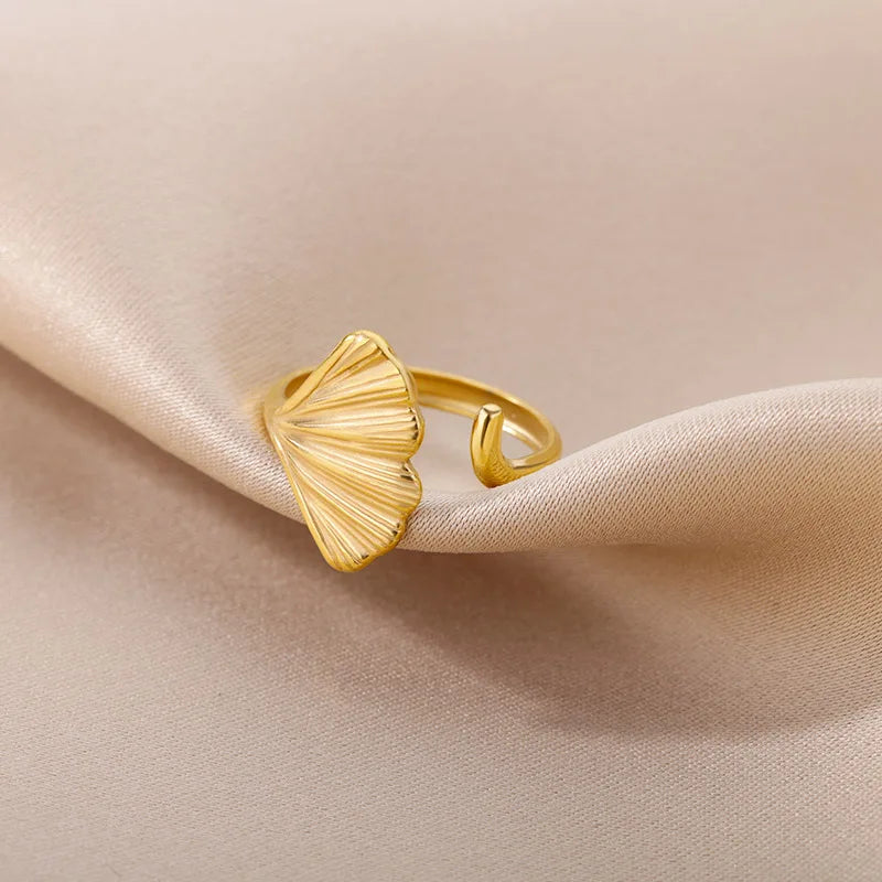 Vintage Ginkgo Leaf Rings