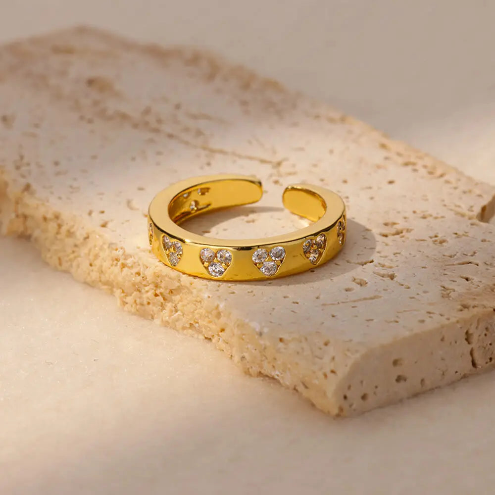 Zircon Geometric Heart Rings
