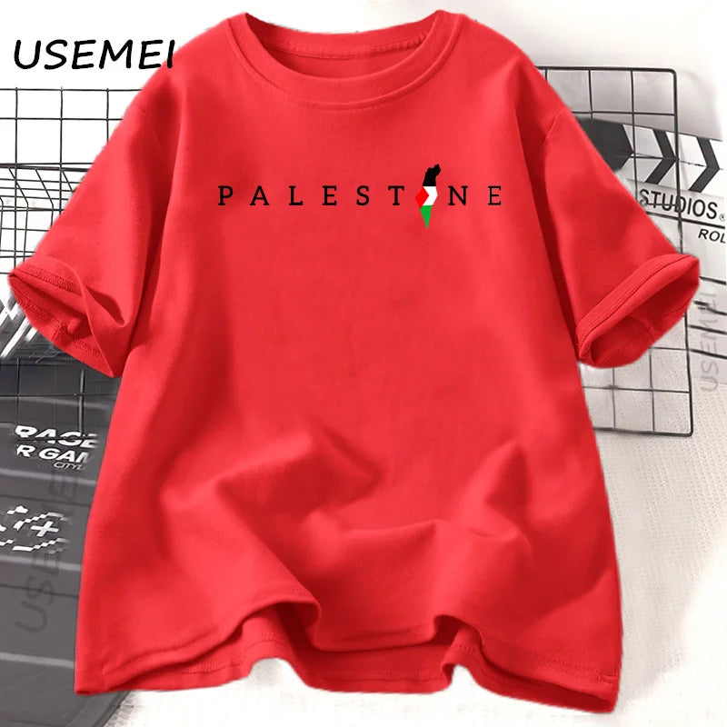 Palestine Flag Printed Tshirt Cotton Short Sleeve