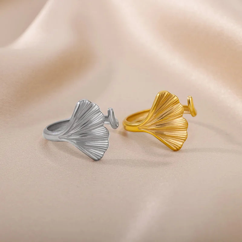 Vintage Ginkgo Leaf Rings