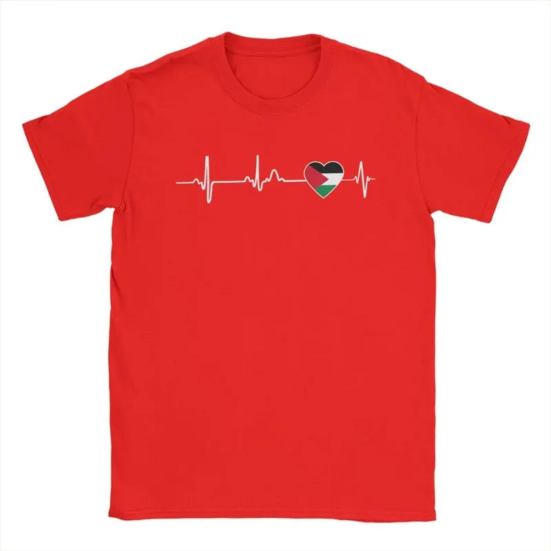 Heartbeat Palestine Flag T-Shirt Men'S