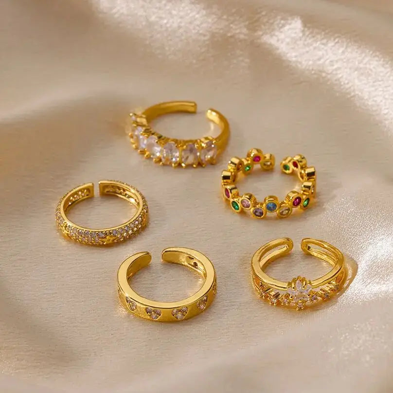 Zircon Geometric Heart Rings