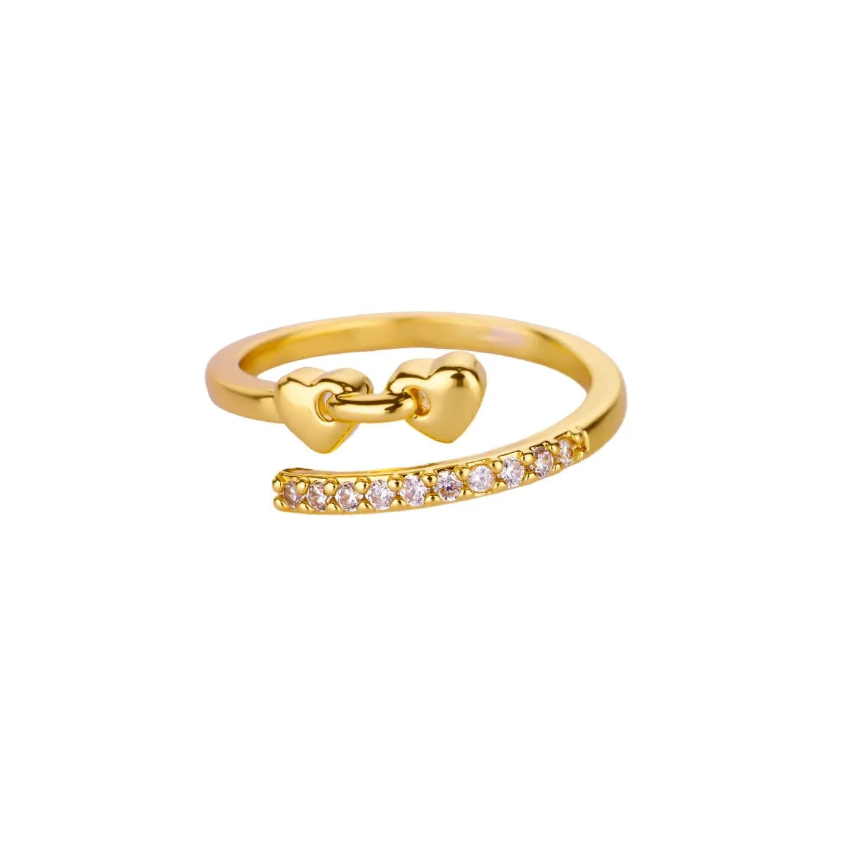 Pink Zircon Heart Rings For Women Gold Plated Stainless Steel