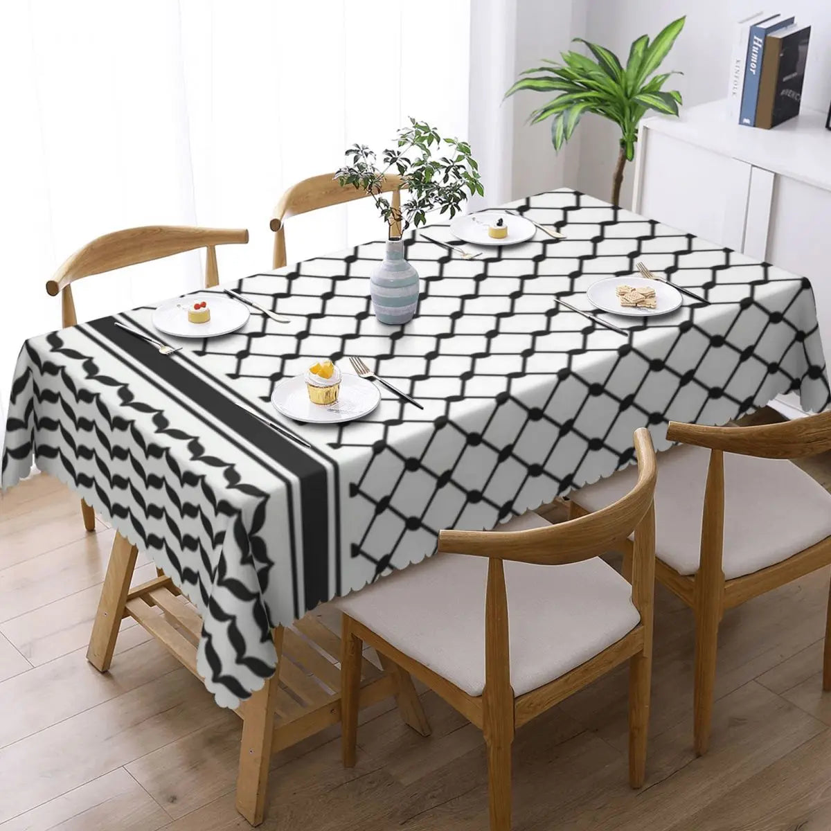Palestinian Kufiya Pattern Customized Rectangular Tablecloth Waterproof Table