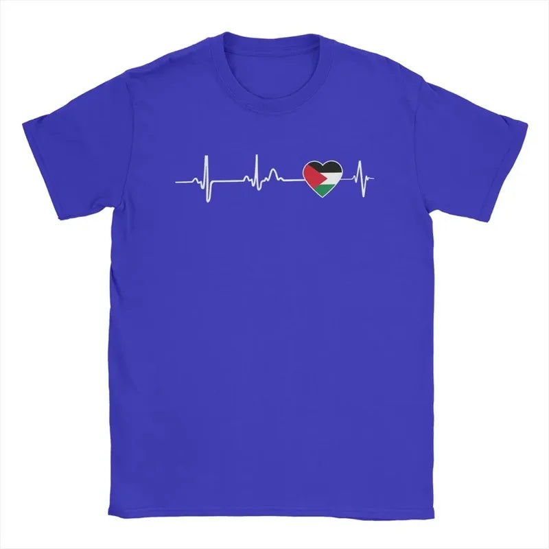 Heartbeat Palestine Flag T-Shirt Men'S