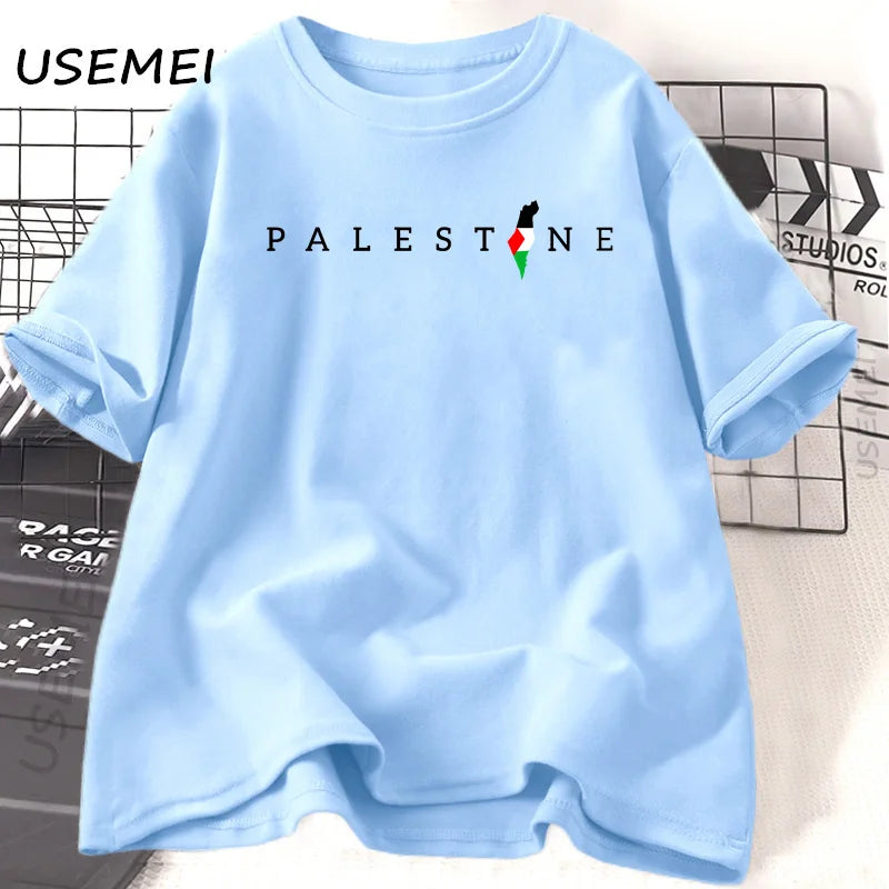 Palestine Flag Printed Tshirt Cotton Short Sleeve
