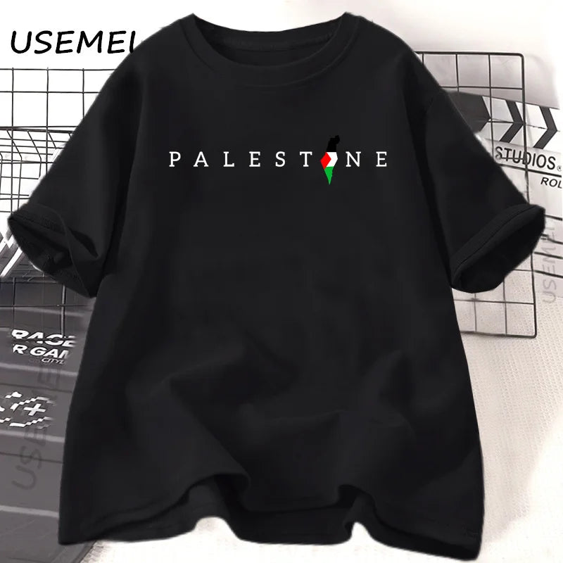Palestine Flag Printed Tshirt Cotton Short Sleeve
