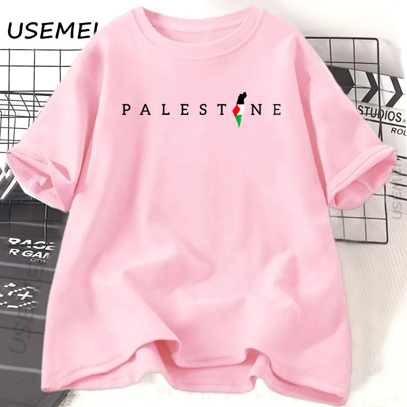 Palestine Flag Printed Tshirt Cotton Short Sleeve