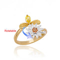 Four Clover Rotating Anxiety Rings for Women Gold Color Adjustable Stainless Steel Wedding Ring Aesthetic Jewelry Gift anillos