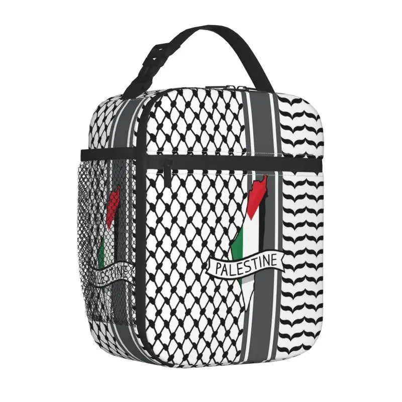 Palestine Flag Kufiya Hatta Insulated Lunch Bag for Travel