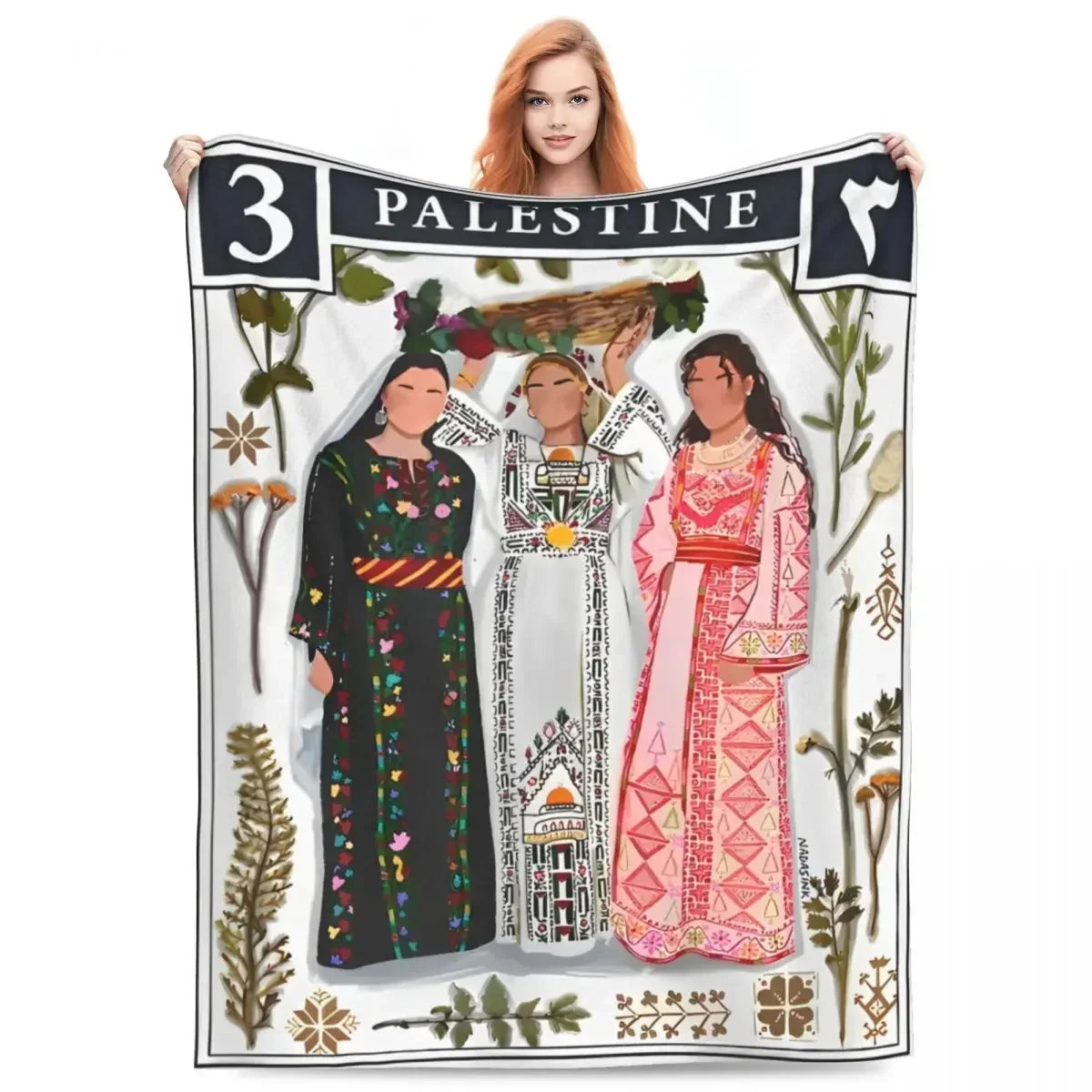 Palestine Stamp Blanket Coral Fleece Plush Summer Portable