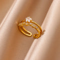Zircon Geometric Heart Rings