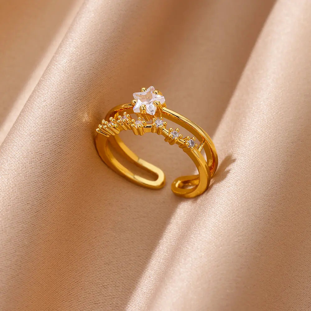 Zircon Geometric Heart Rings