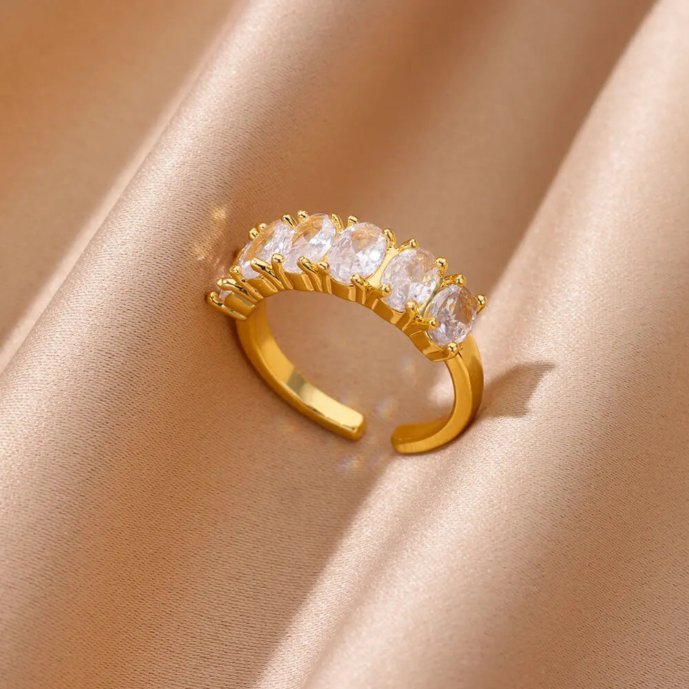 Zircon Geometric Heart Rings