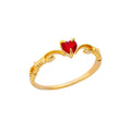 Pink Zircon Heart Rings For Women Gold Plated Stainless Steel