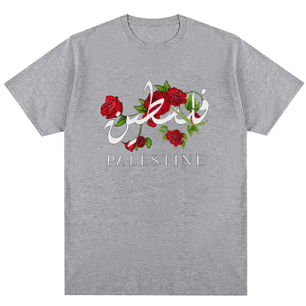Palestine Floral Palestine Flag Map cotton Shirt Palestinian Arabic