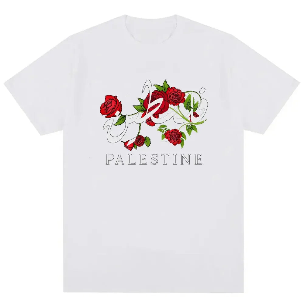 Palestine Floral Palestine Flag Map cotton Shirt Palestinian Arabic