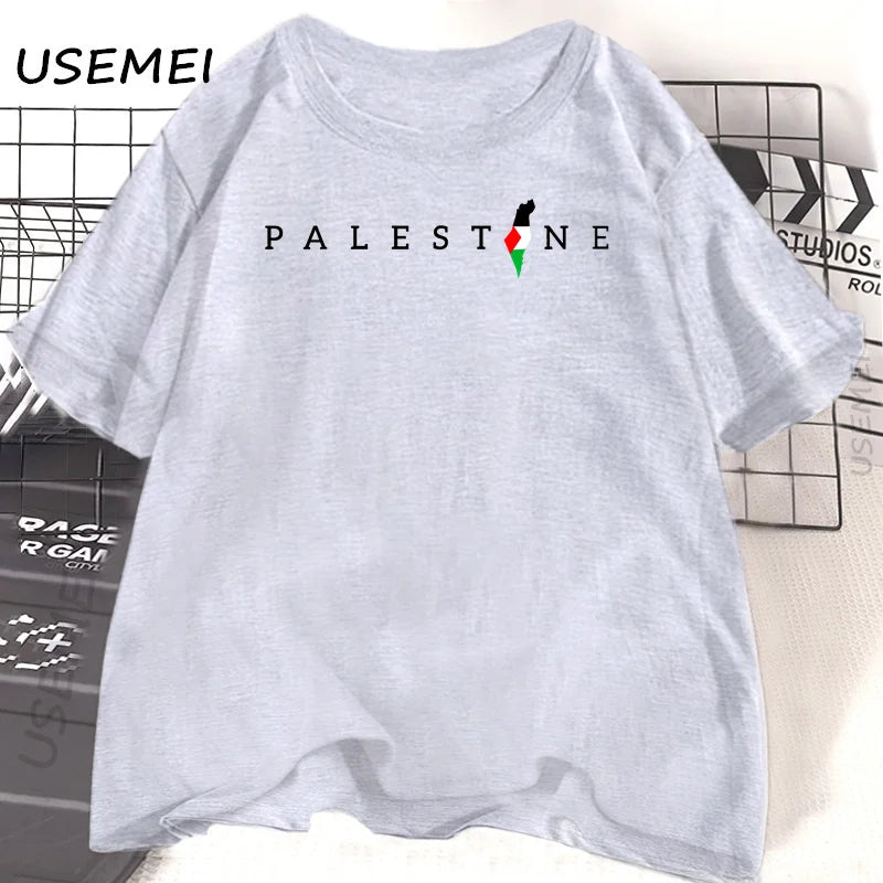 Palestine Flag Printed Tshirt Cotton Short Sleeve